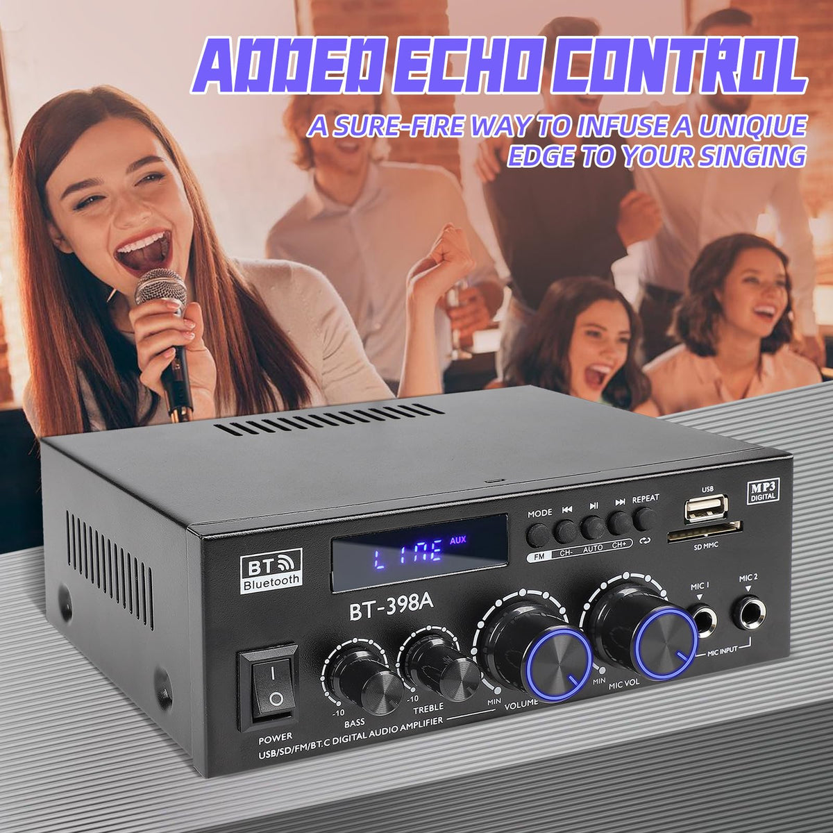 Bluetooth 5.0 Stereo Receivers, 2 Channel 450W Home Amplifier R6519