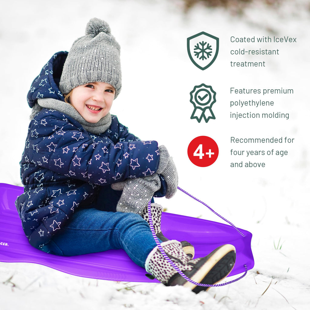 Flexible Plastic Toboggan Snow Sled with Pull Rope and Handles T859927