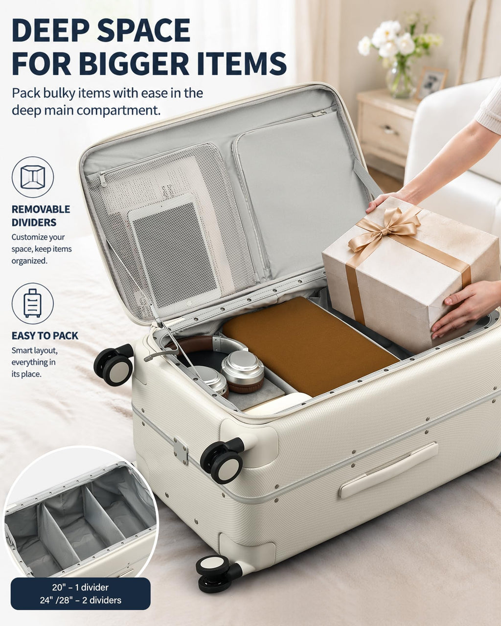 20 Inch Aluminum Frame Hard Shell Carry On Luggage with Wheels N217867