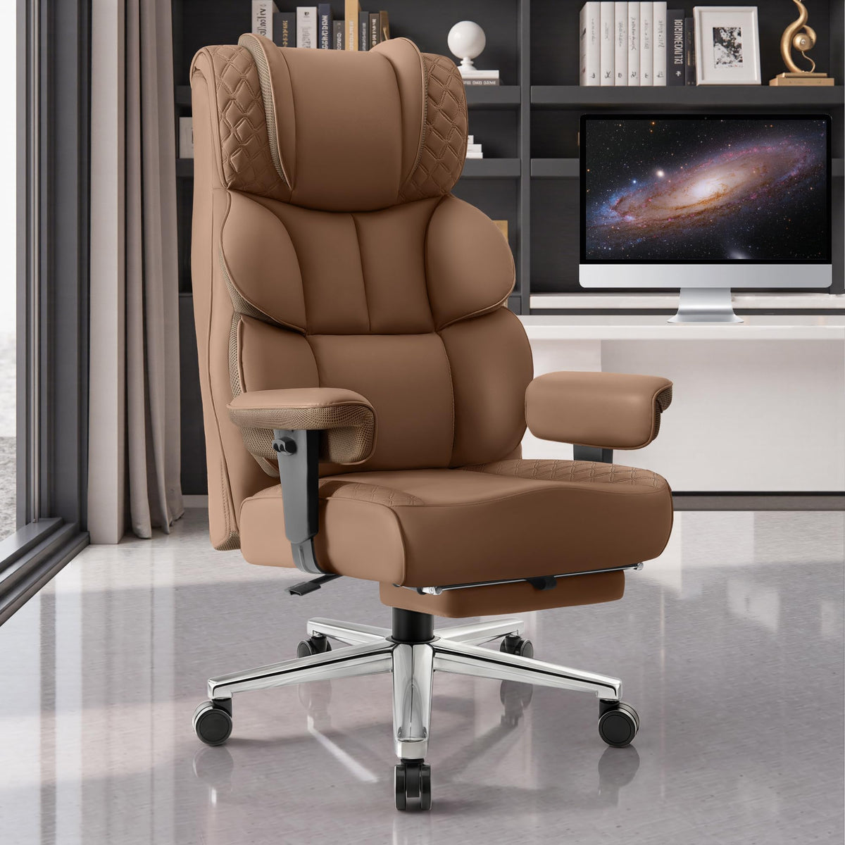 Big and Tall Leather Gaming Chair with Footrest F427221