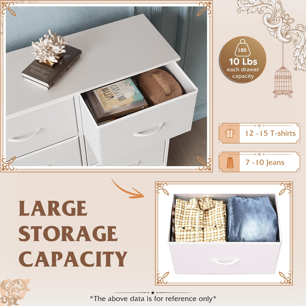 White 6 Drawer Dresser N7090