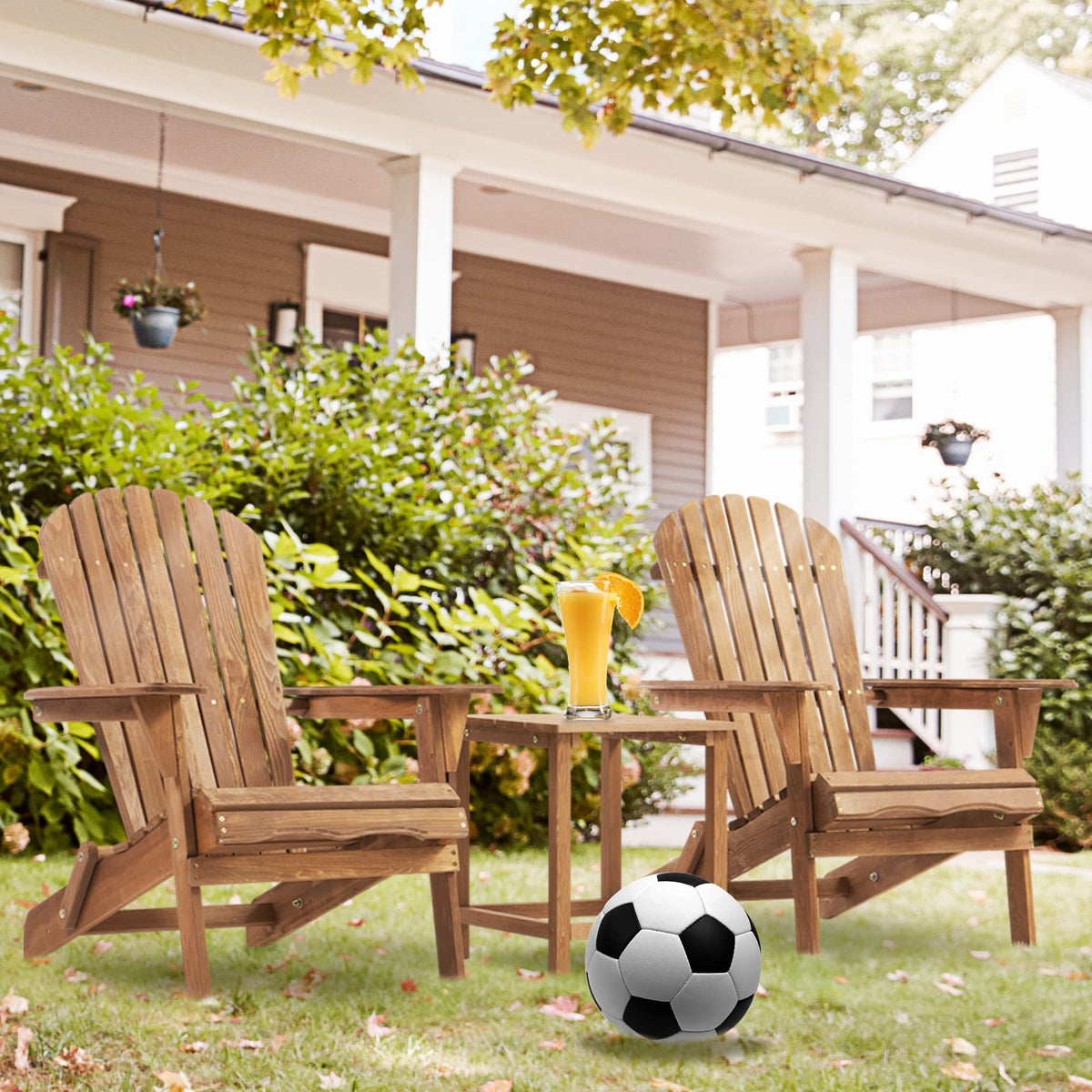Folding Adirondack Chair Set of 2 Solid Cedar Wood O2401