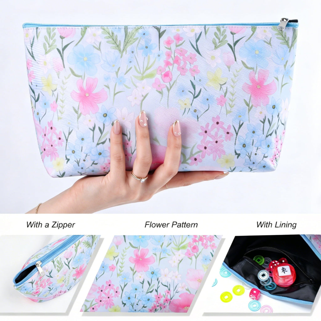 160 Printed Plastic Mahjong Set with Blue Carrying Bag M857721