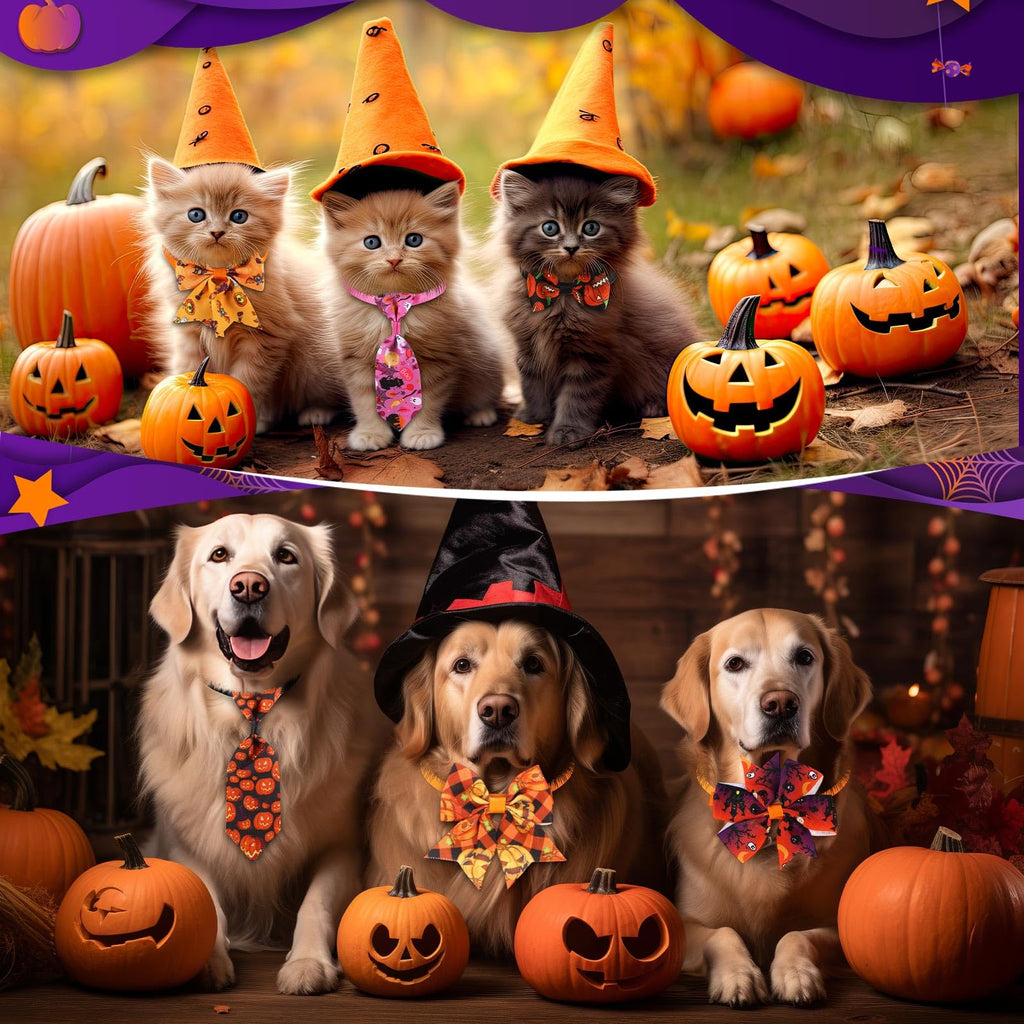 240 Pcs Halloween Dog Bows Tie Collars C619775