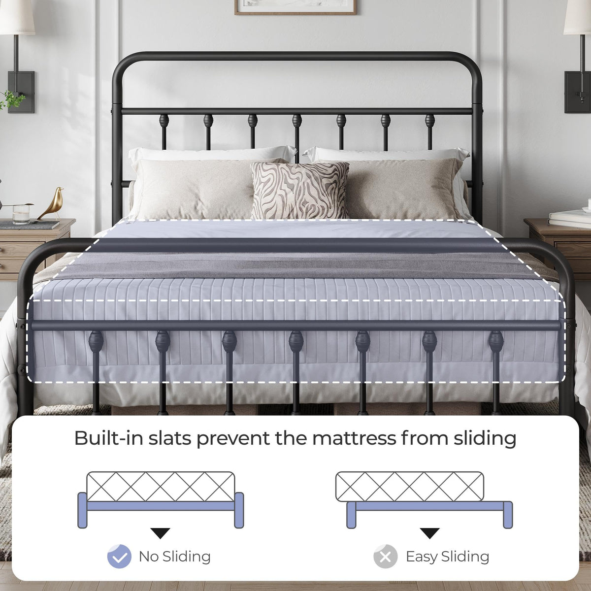 Queen Metal Platform Bed Frame E286