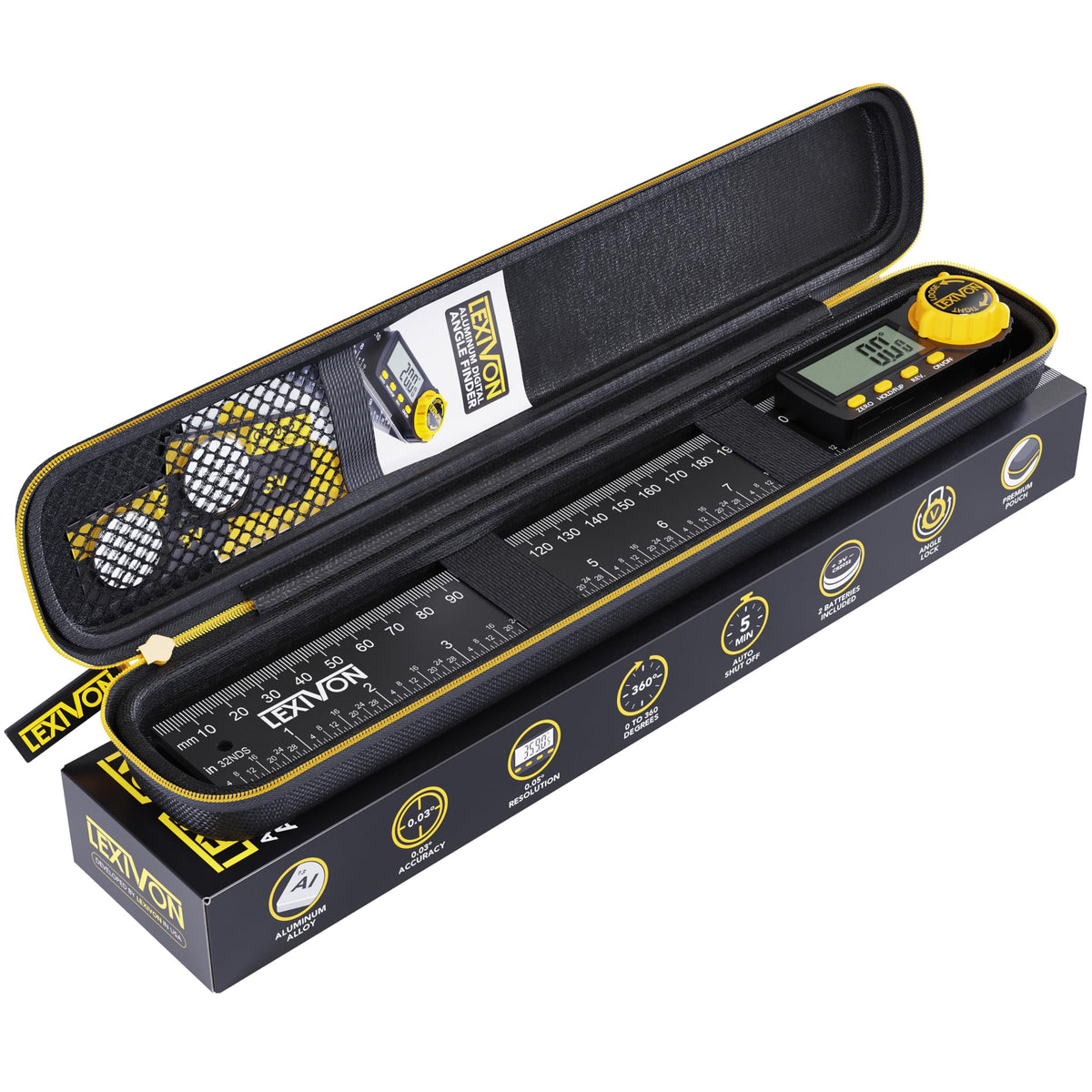 Aluminum Digital Angle Finder Gauge 10-inch 250mm Protractor F3741