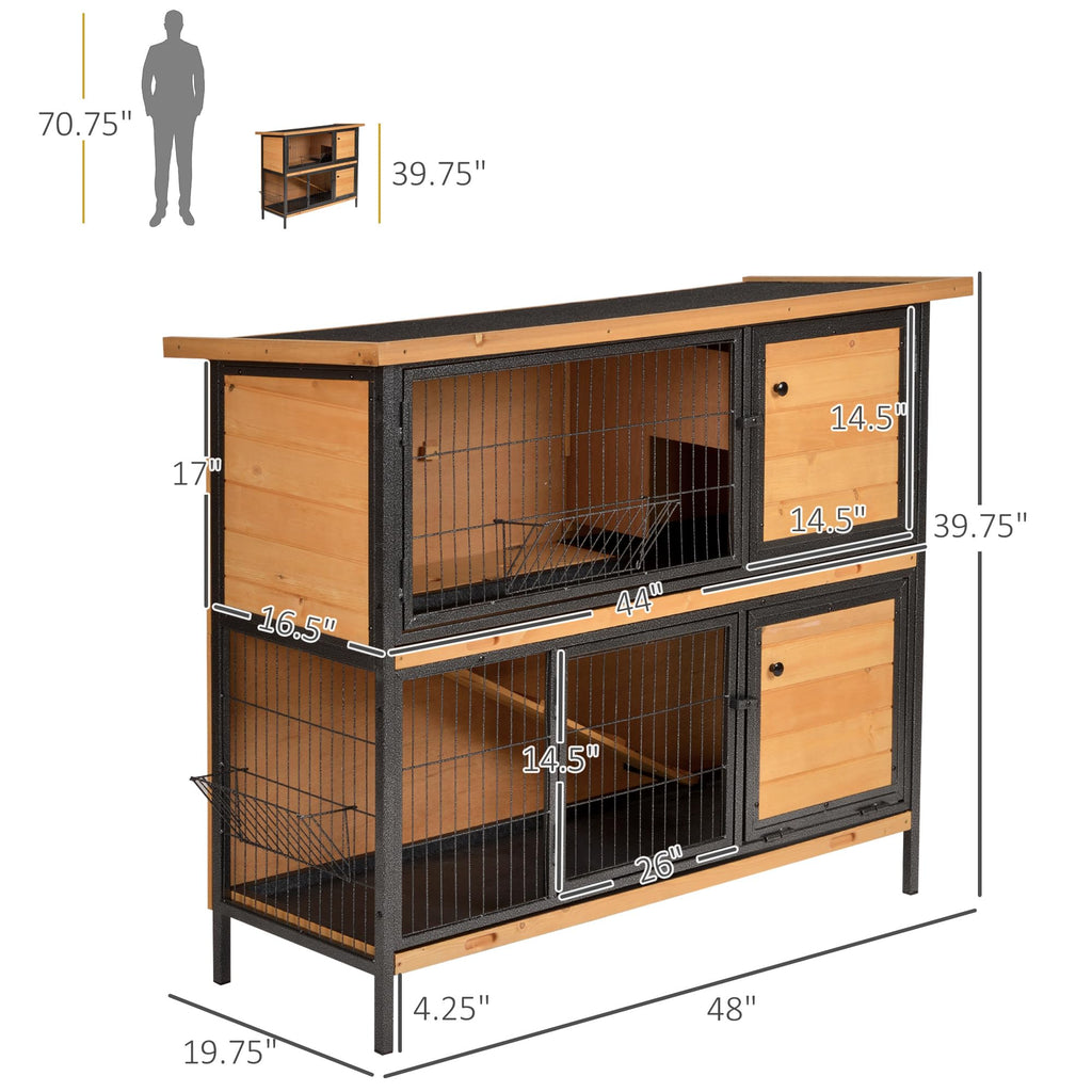 48" 2-Story Rabbit Hutch with Metal Frame W333952