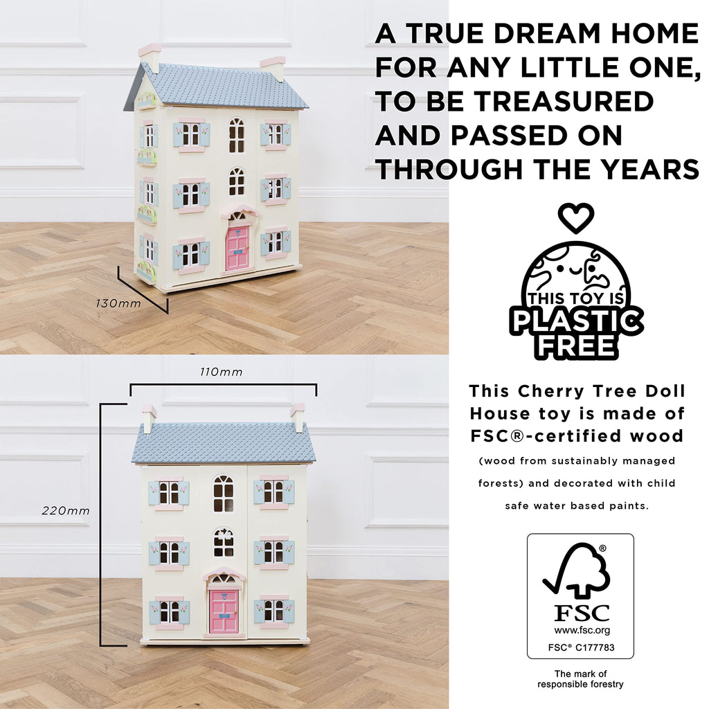 4 Storey Wooden Doll House Play Set Q50439