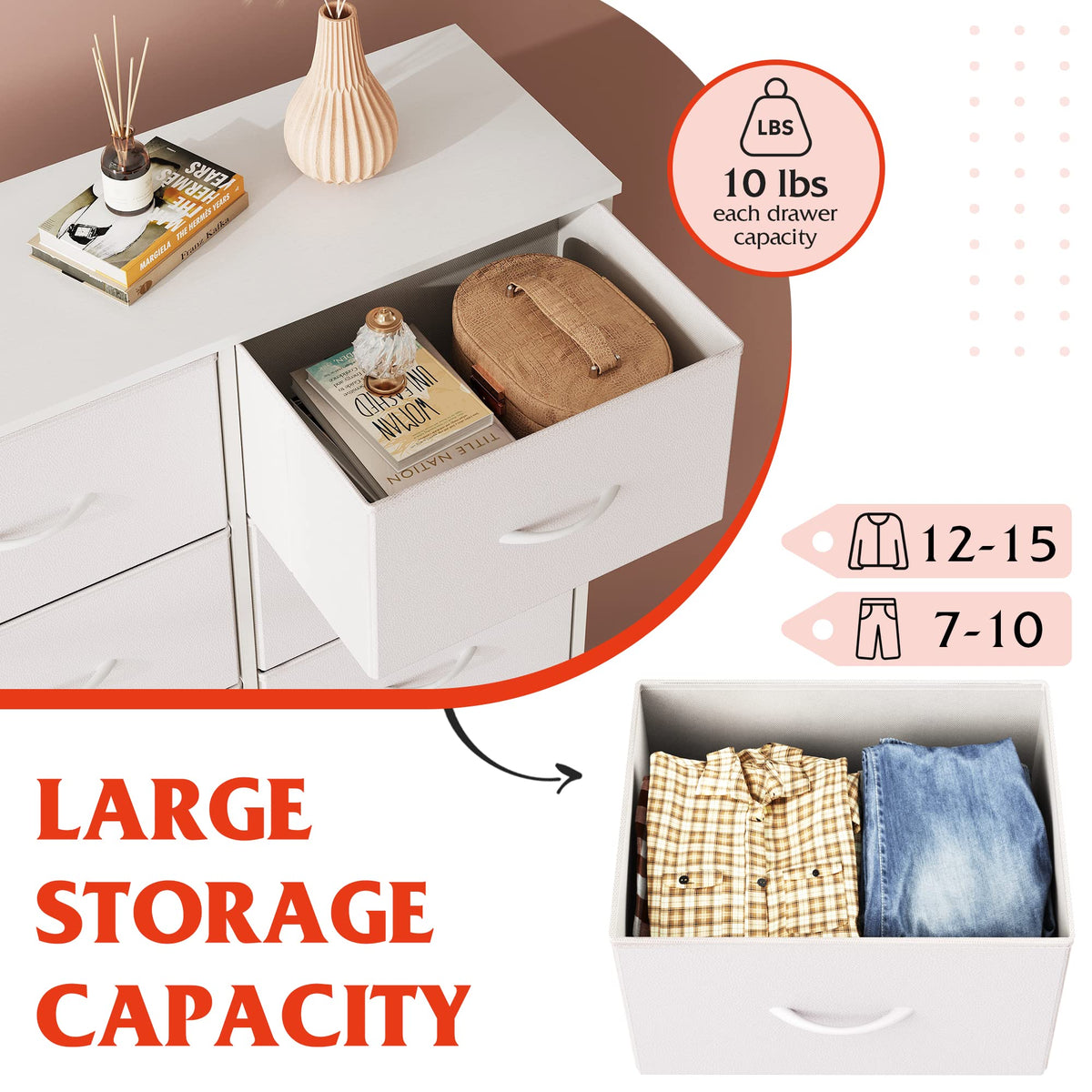 White 6 Drawer Dresser N7090