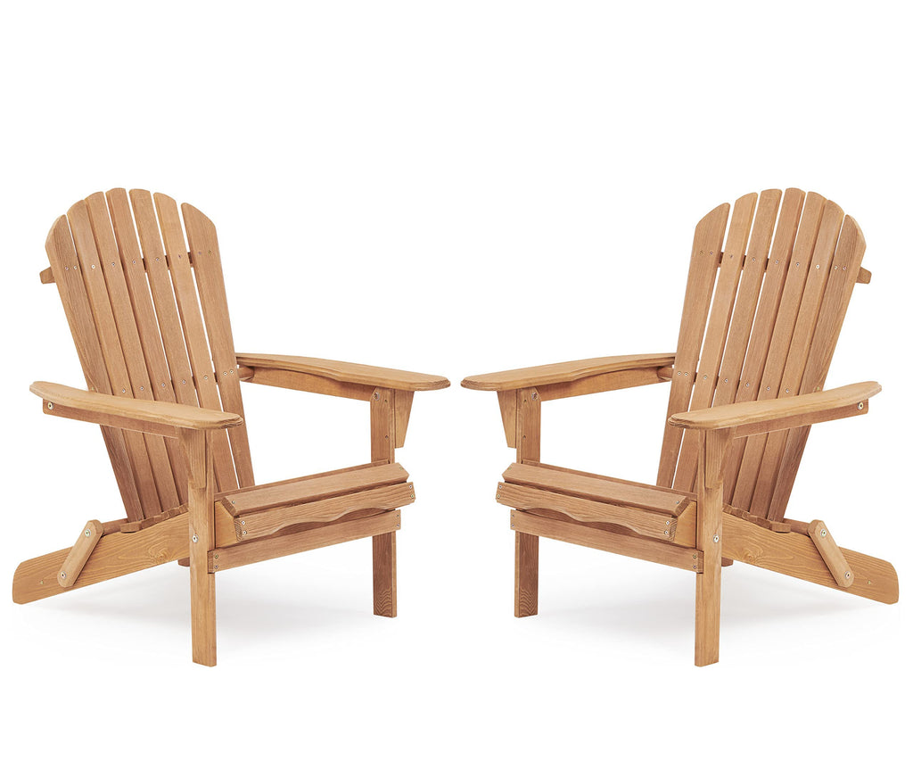 Folding Adirondack Chair Set of 2 Solid Cedar Wood O2401