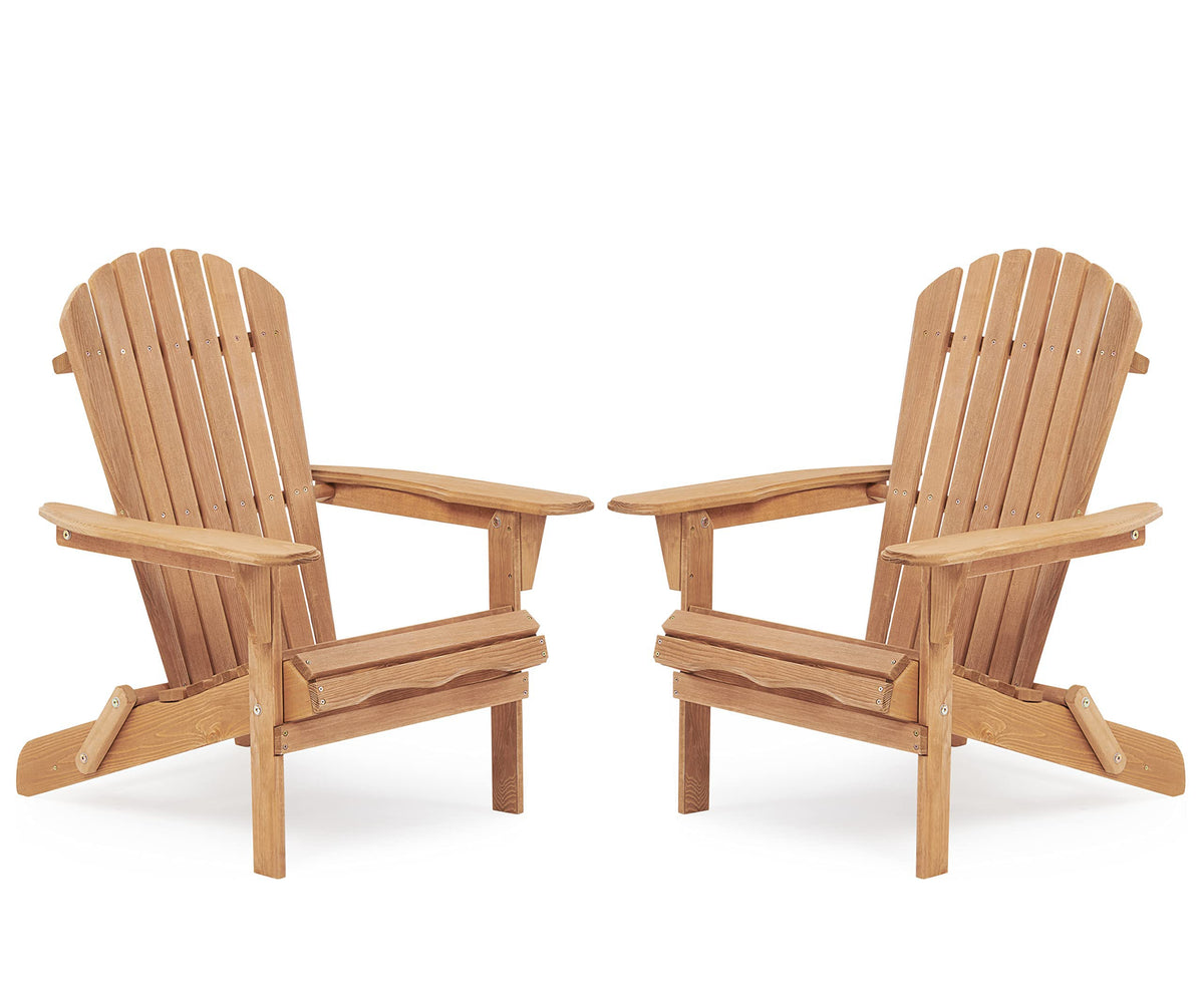 Folding Adirondack Chair Set of 2 Solid Cedar Wood O2401