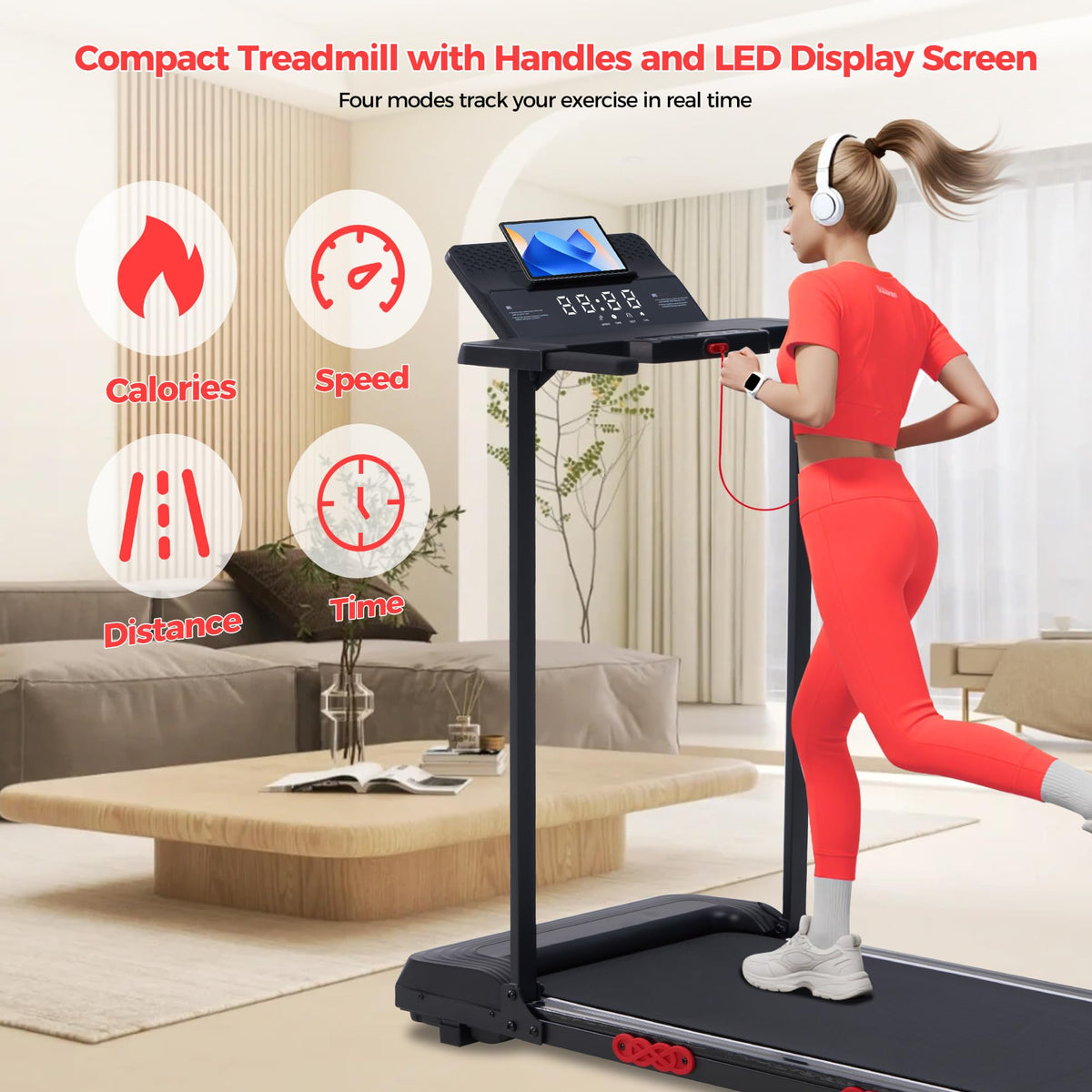 Folding Walking Pad with Handle Bar & Incline V51030