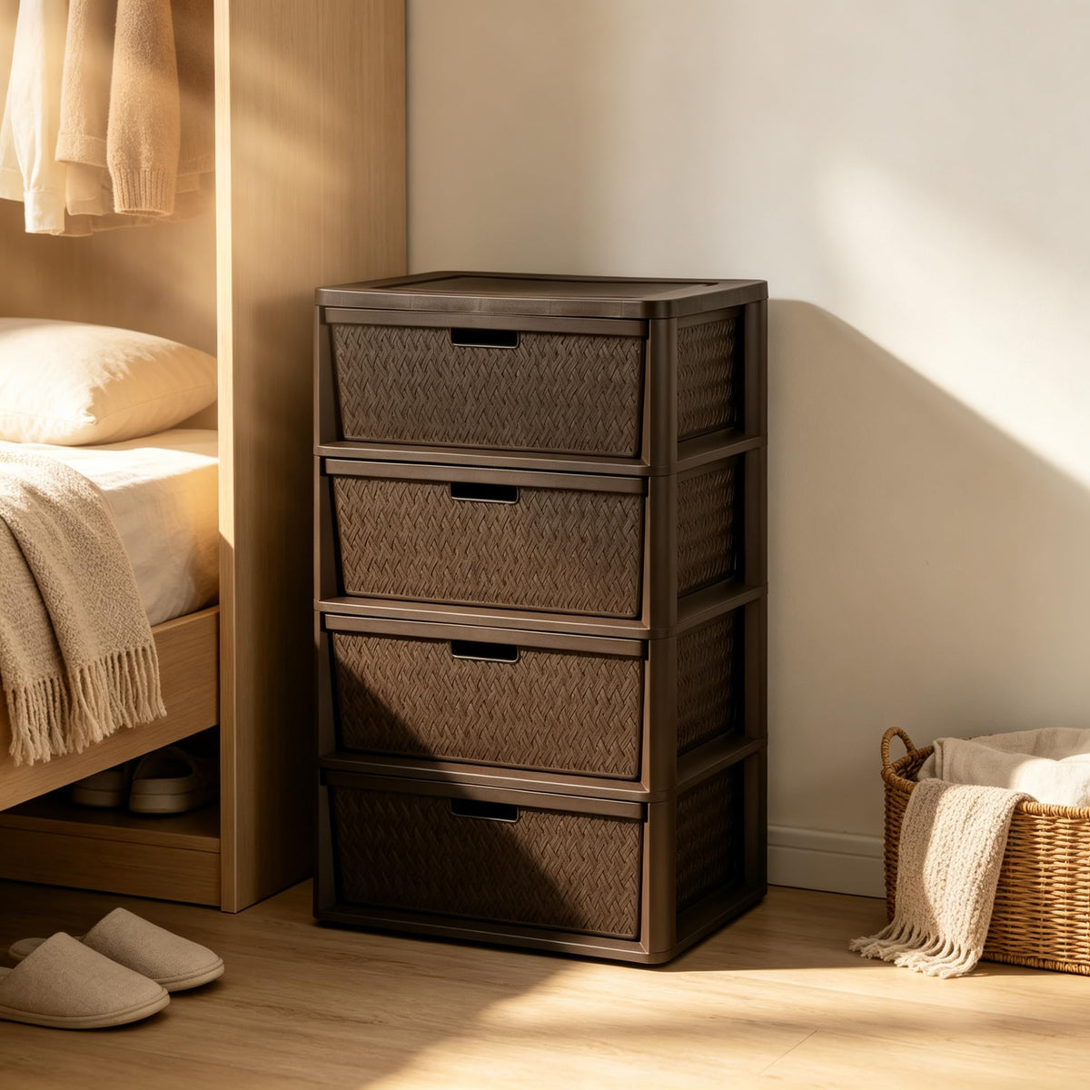 Brown 4-Drawer Storage Tower U476