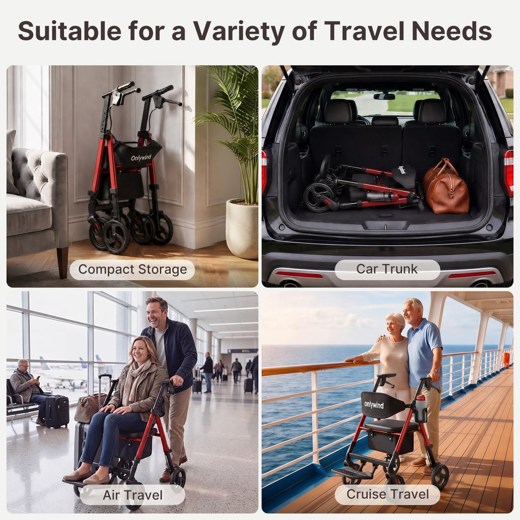 Lightweight Rollator Walkers Wheelchair Combo with Seat A73277