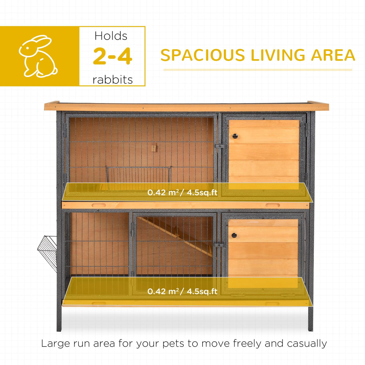 48" 2-Story Rabbit Hutch with Metal Frame W333952