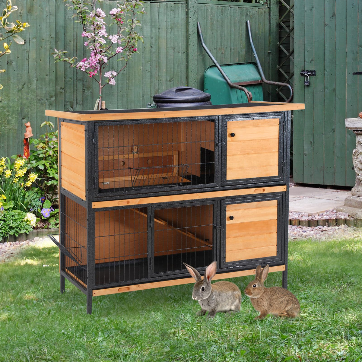 48" 2-Story Rabbit Hutch with Metal Frame W333952
