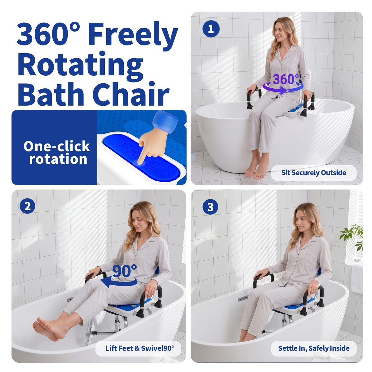 360° Swivel Shower Chair, 500 lbs Capacity, Height Adjustable M510771