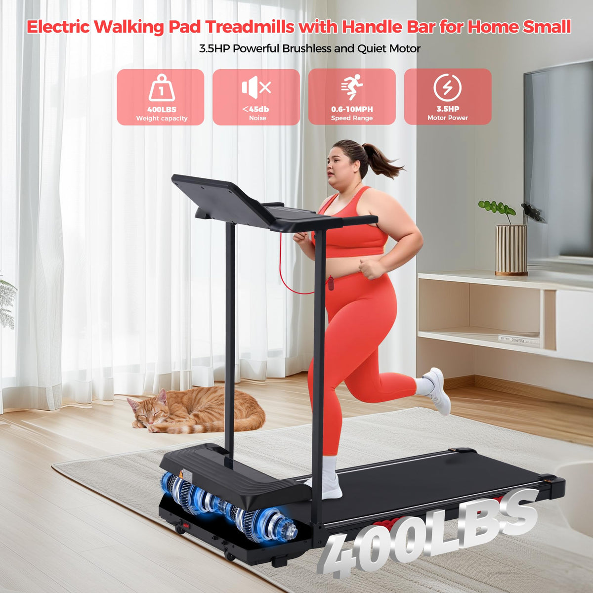 Folding Walking Pad with Handle Bar & Incline V51030