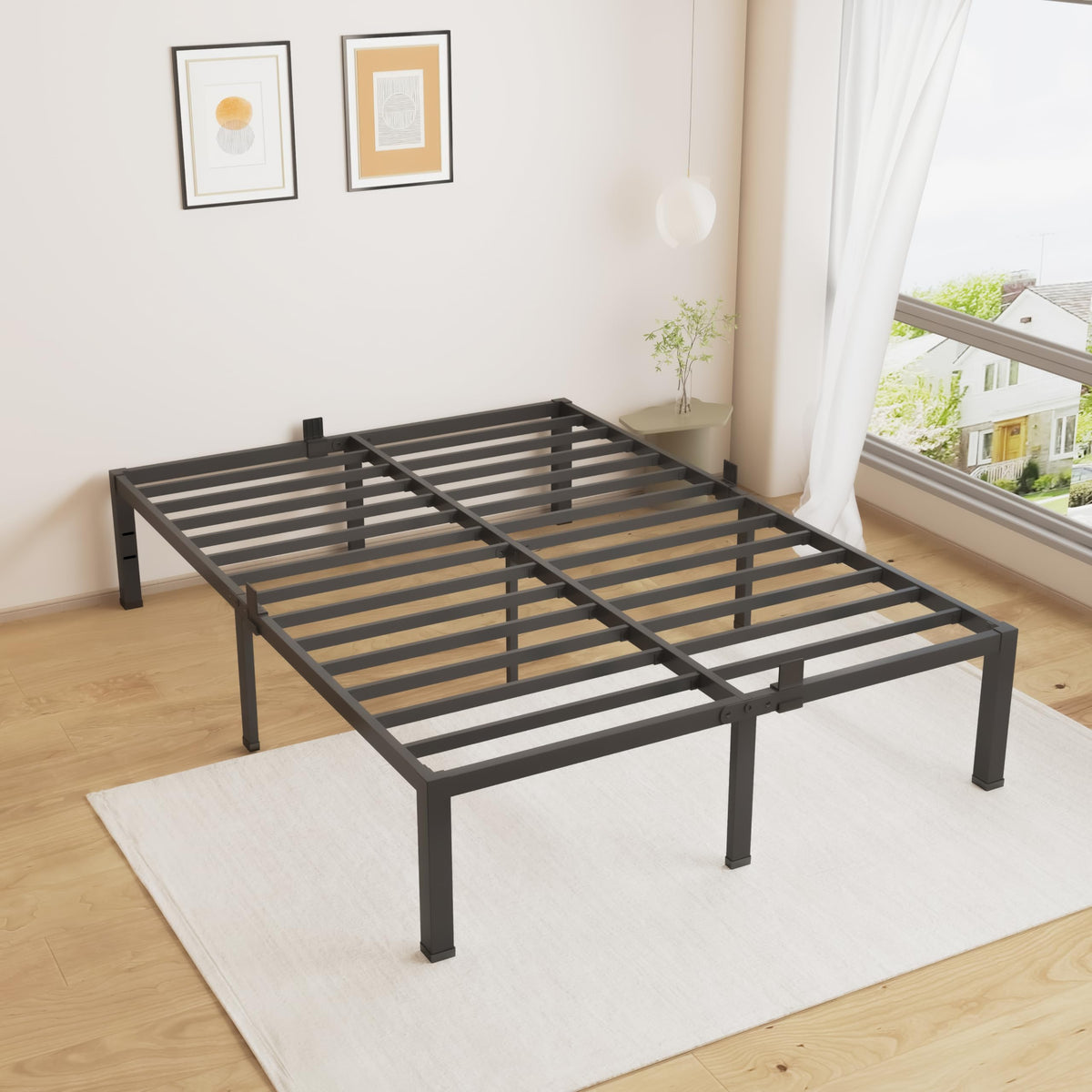 18 Inch King Size Black Metal Bed Frame X93199