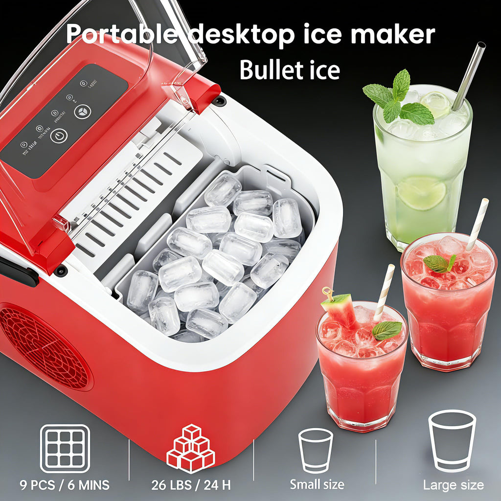 Portable Countertop Ice Maker with Self-Cleaning, 26lbs/24H A7638