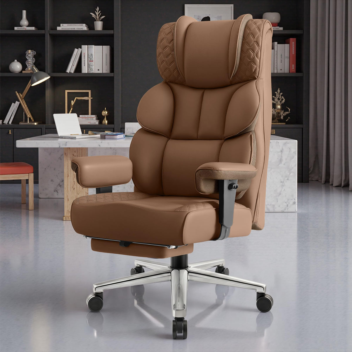 Big and Tall Leather Gaming Chair with Footrest F427221
