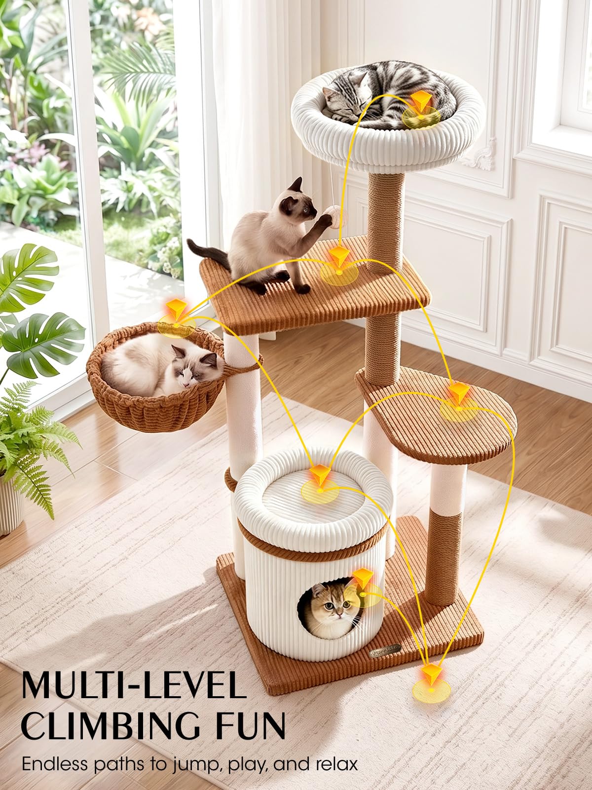 52" Corduroy Cat Tree Tower L5919