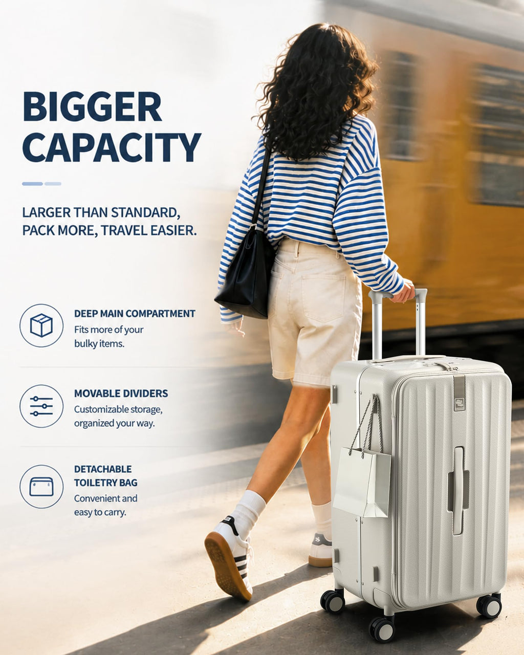 20 Inch Aluminum Frame Hard Shell Carry On Luggage with Wheels N217867