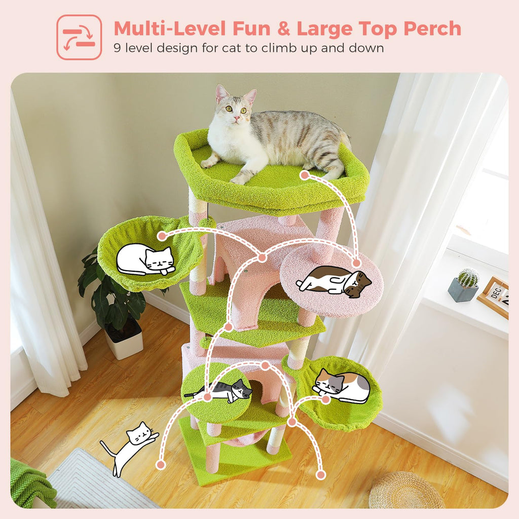 Pink 70” Cat Tree with Hammock P56273