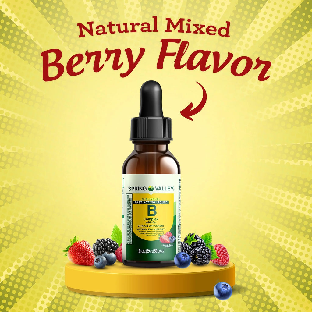 Liquid B-Complex with B12 Sublingual Berry Flavor 2 fl oz D112