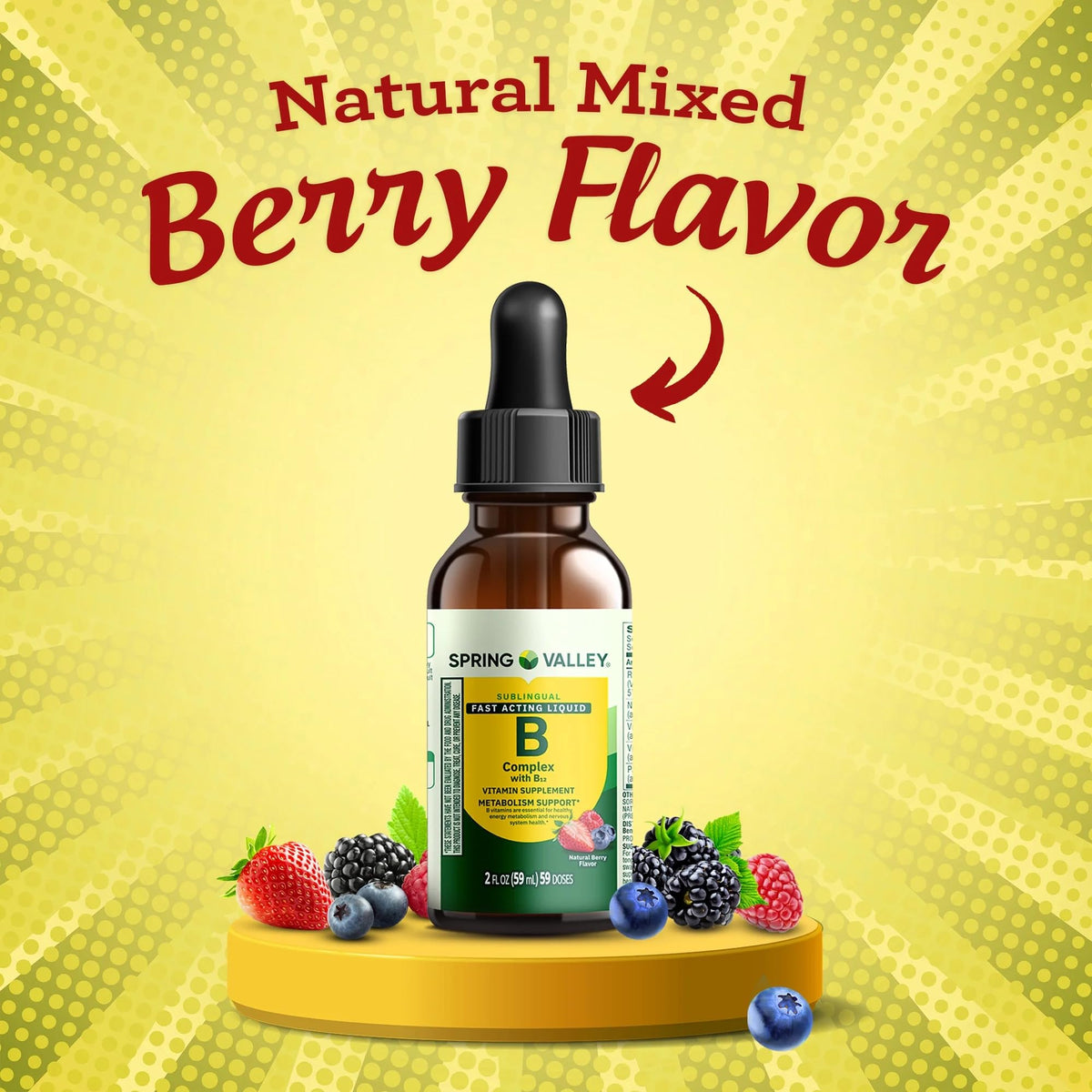 Liquid B-Complex with B12 Sublingual Berry Flavor 2 fl oz D112