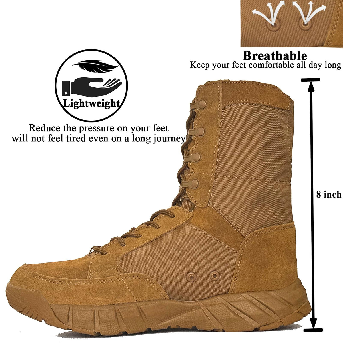Coyote Brown Lace Up Tactical Boots J6522