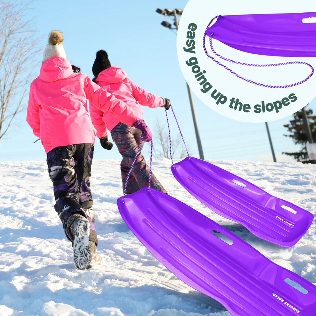 Flexible Plastic Toboggan Snow Sled with Pull Rope and Handles T859927
