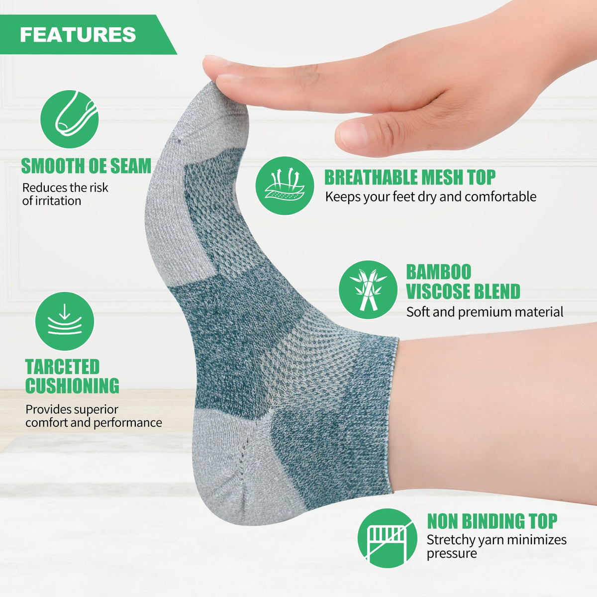 Diabetic Ankle & Low Cut Socks, 6 Pairs R398088