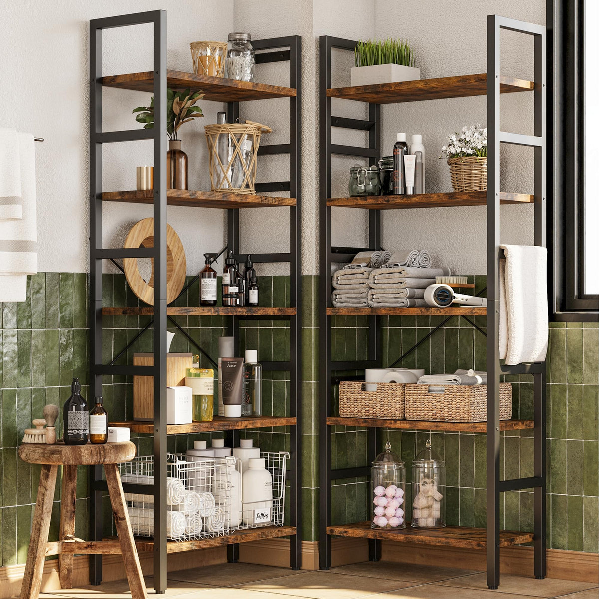 70x70 5 Tier Wooden Bookcase with 17 Open Shelf K385