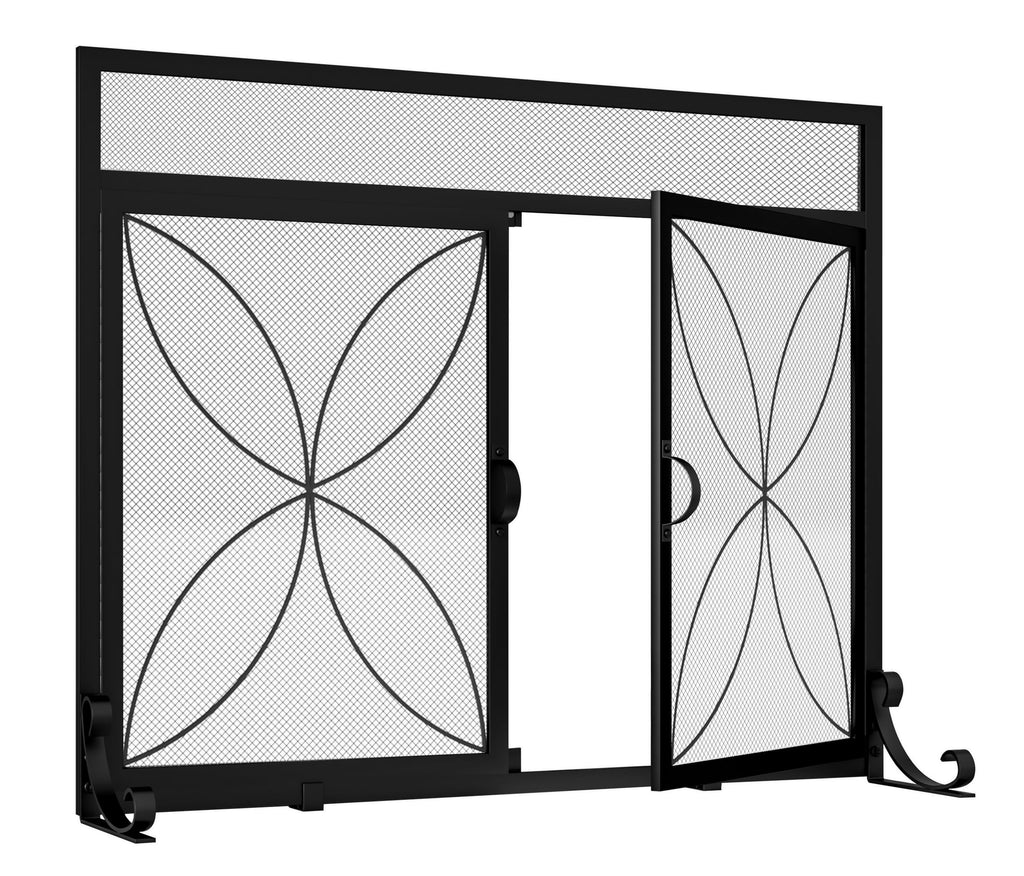 Black Metal Fireplace Screen Magnetic Doors H370