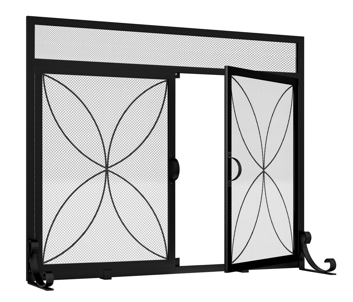 Black Metal Fireplace Screen Magnetic Doors H370
