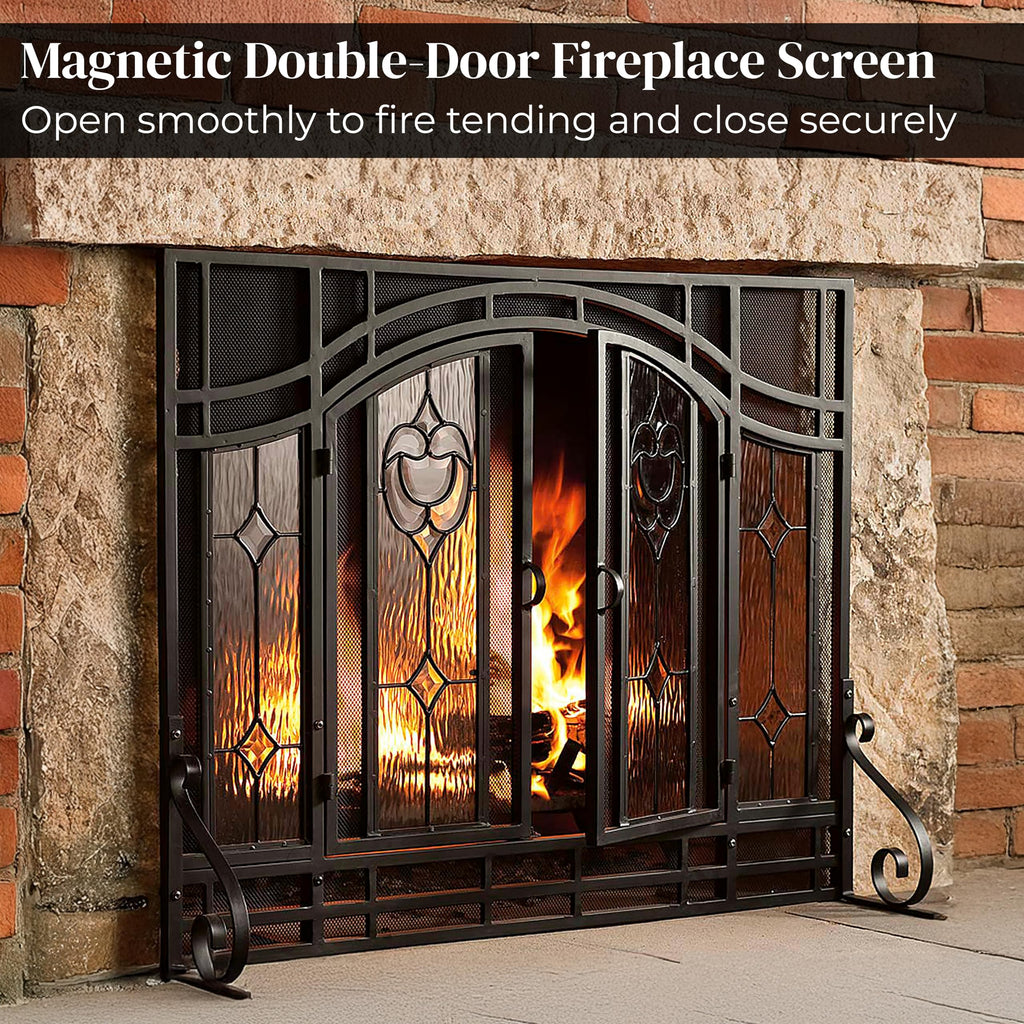 Black Metal Fireplace Screen S65819