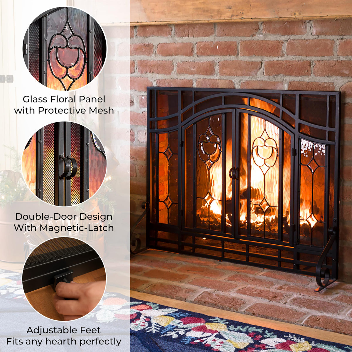 Black Metal Fireplace Screen S65819