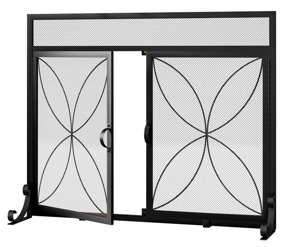 Black Metal Fireplace Screen Magnetic Doors H370
