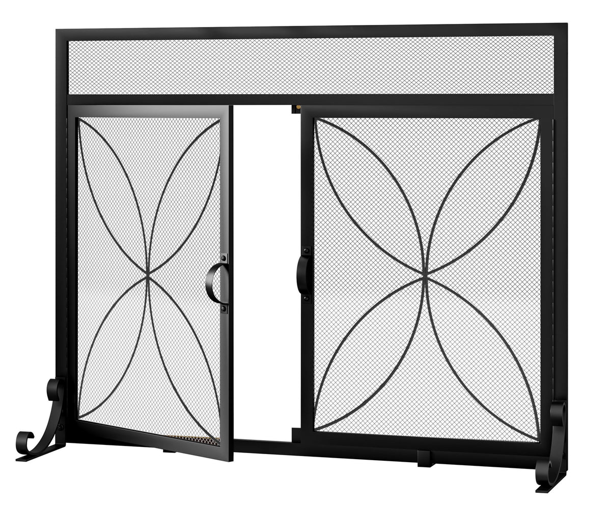 Black Metal Fireplace Screen Magnetic Doors H370