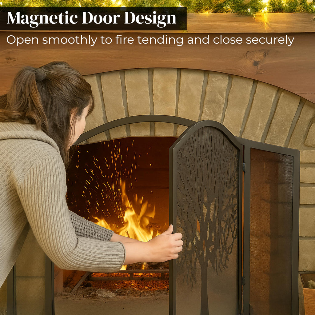 Black Metal Fireplace Screen S57279