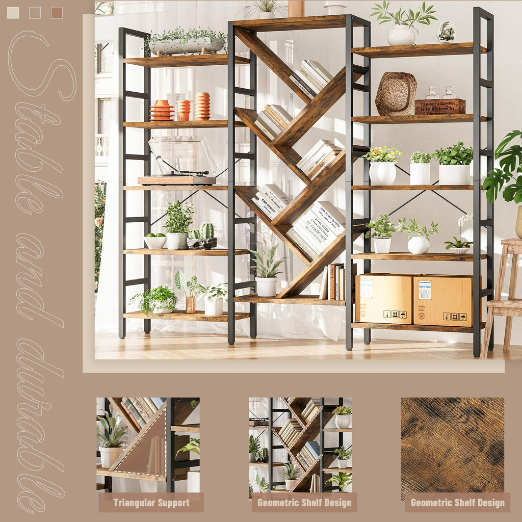 70x70 5 Tier Wooden Bookcase with 17 Open Shelf K385