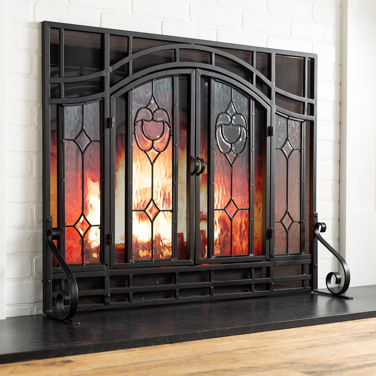 Black Metal Fireplace Screen S65819