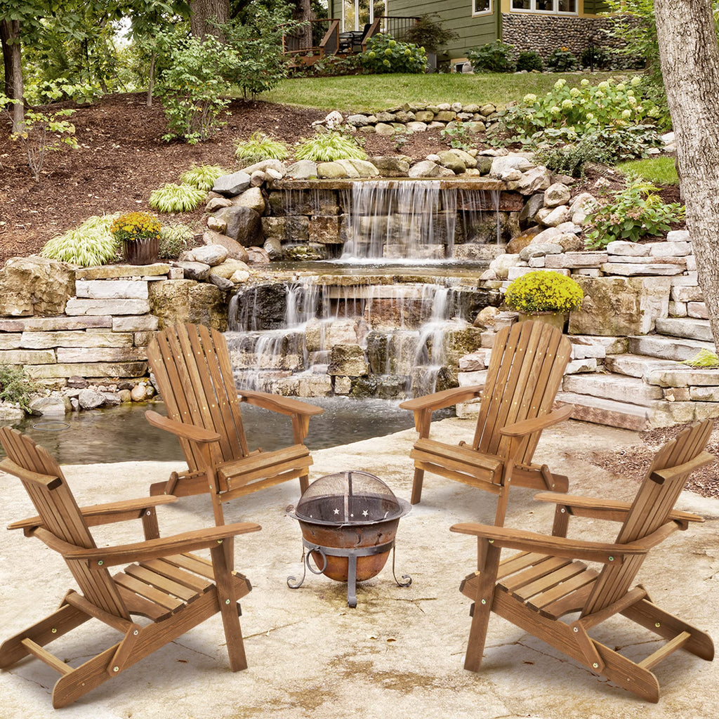 Folding Adirondack Chair Set of 2 Solid Cedar Wood O2401