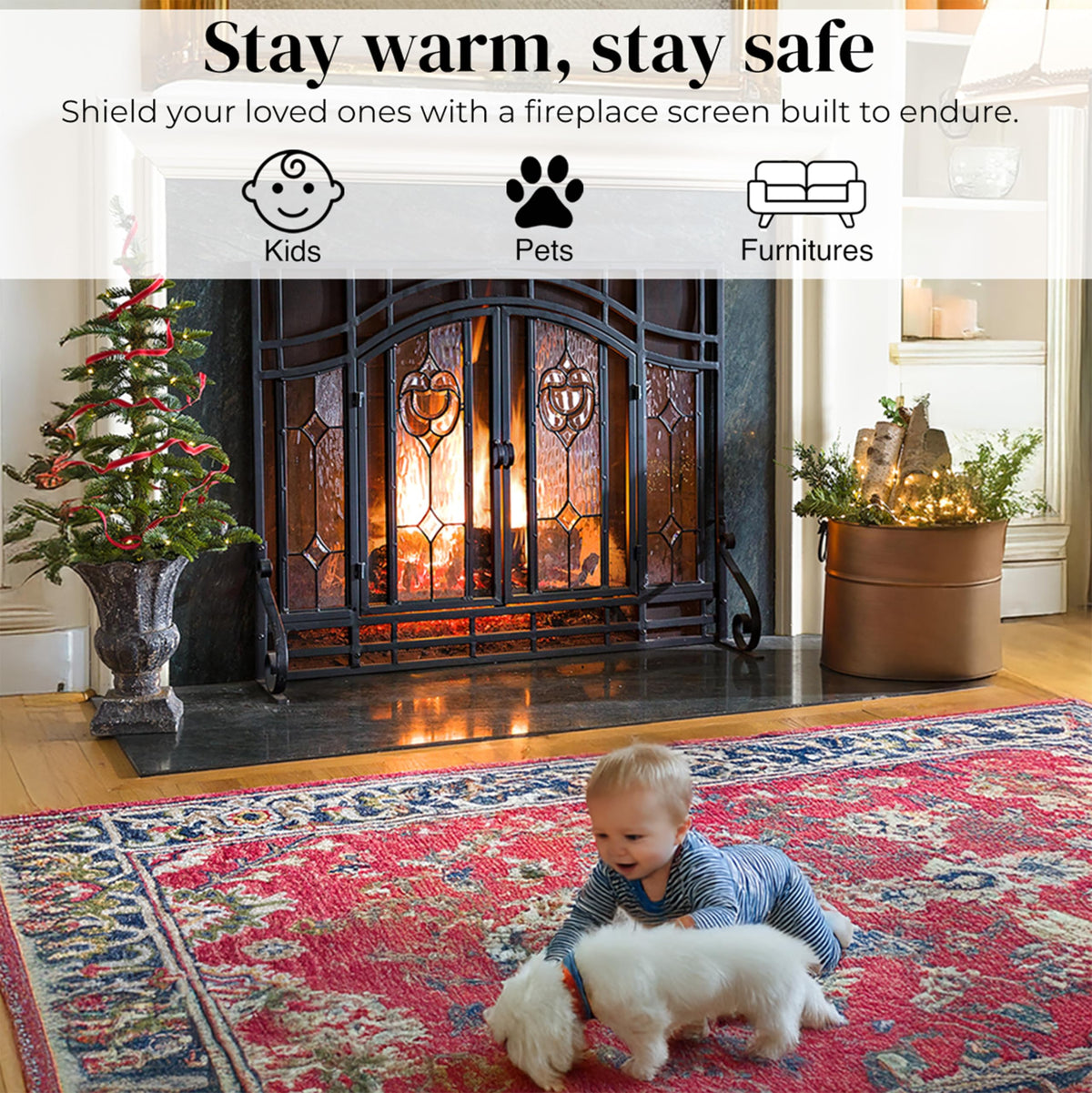 Black Metal Fireplace Screen S65819