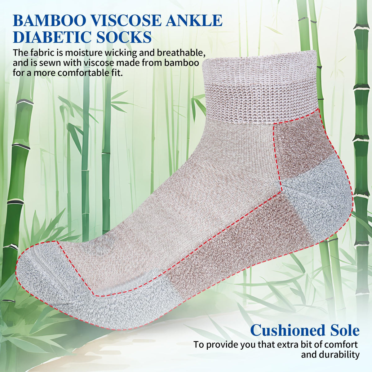 Diabetic Ankle & Low Cut Socks, 6 Pairs R398088