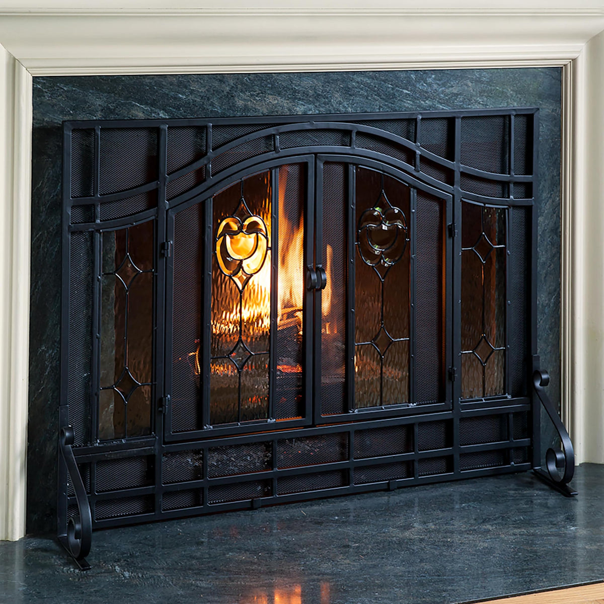 Black Metal Fireplace Screen S65819