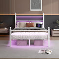White Full Size Bed Frame with Headboard and Footboard W888715
