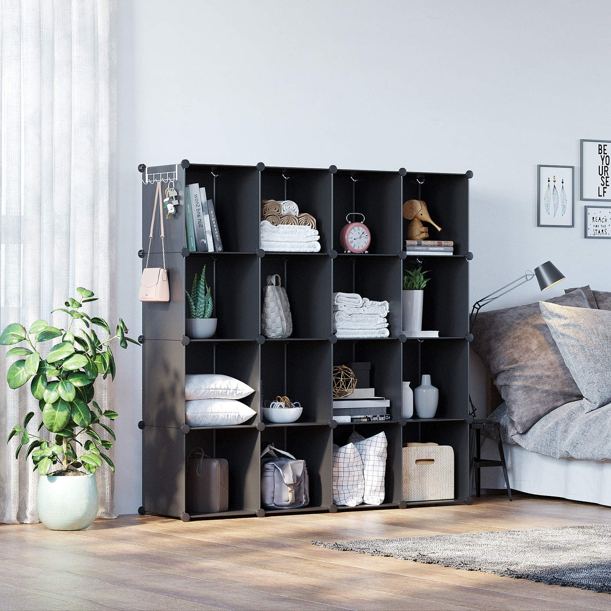 16 Cube Black Storage Organizer V9906