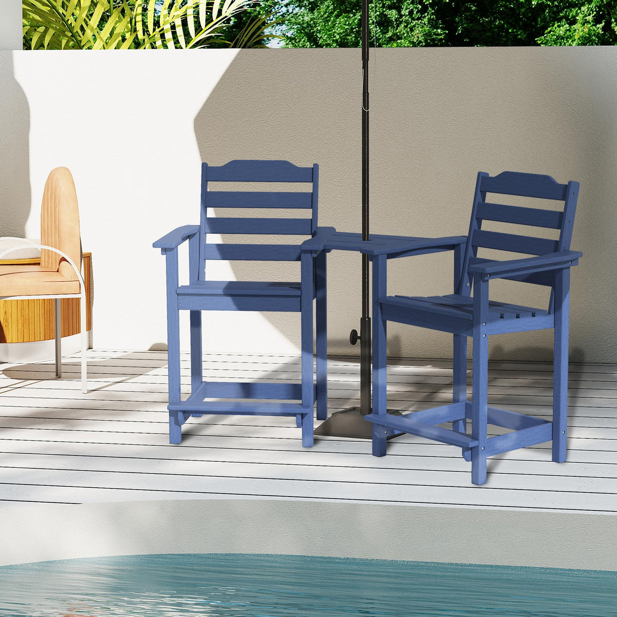 HDPE All-Weather Plastic Adirondack Chair Set of 2 Navy Blue Z469162
